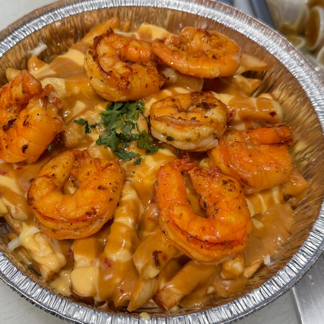 Shrimp Loaded Tostones.